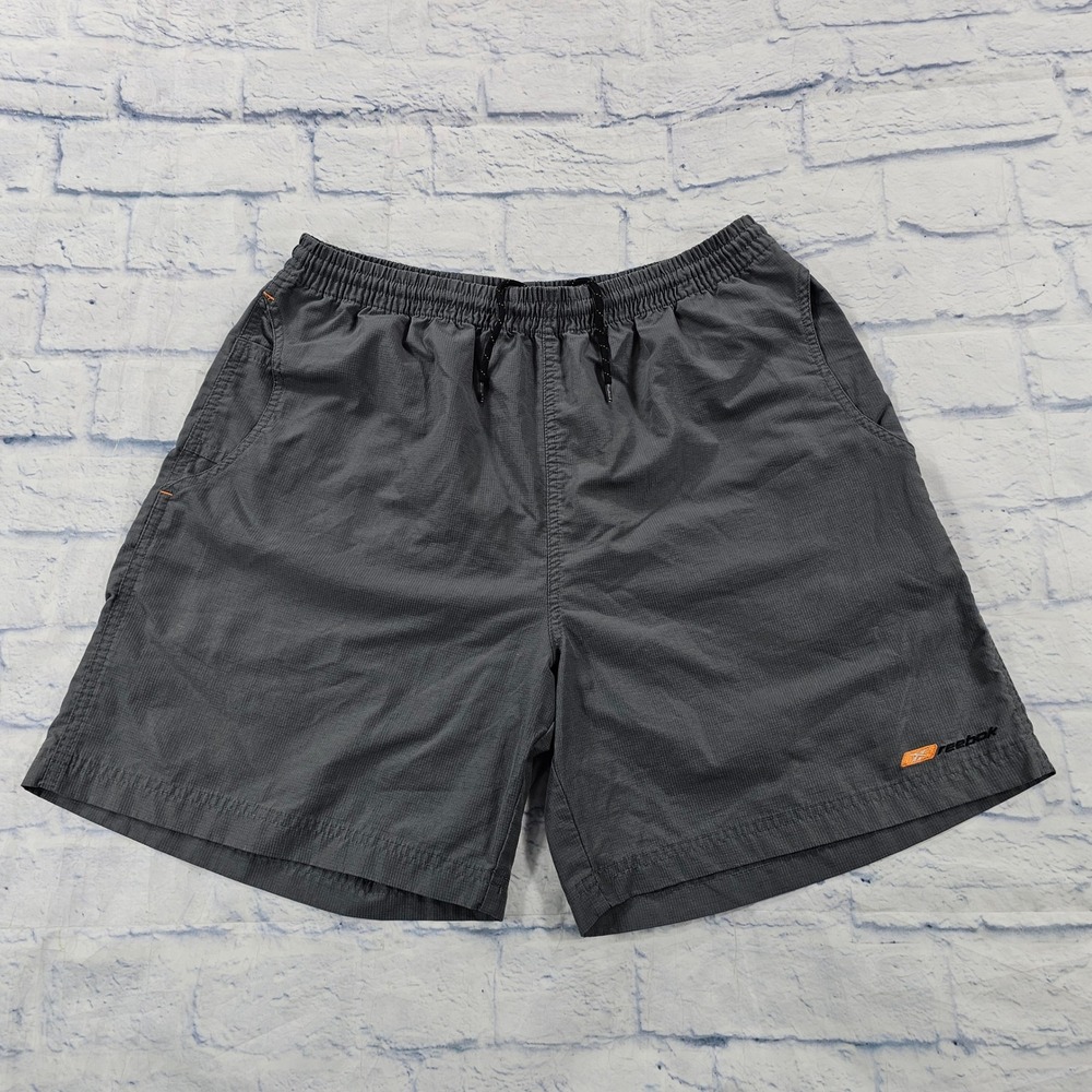 Reebok Athletic Shorts Mens M Grey Nylon Ripstop Spell Out Above Knee Hiking VTG